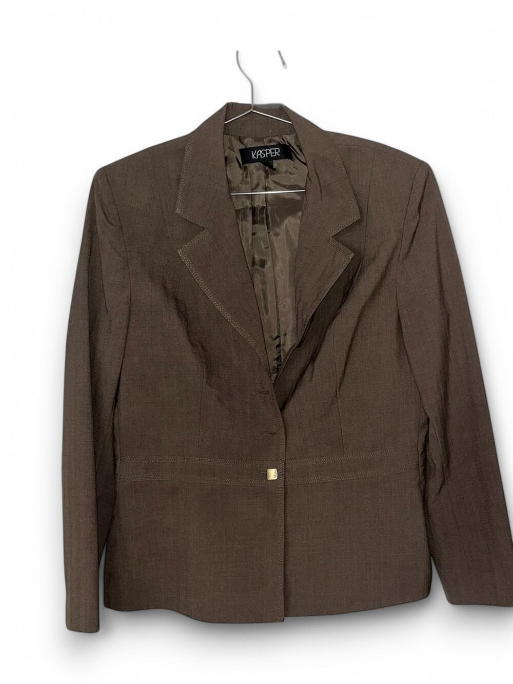 Kasper Womens Brown Blazer | Size 12 | Missing Two Buttons | EUC